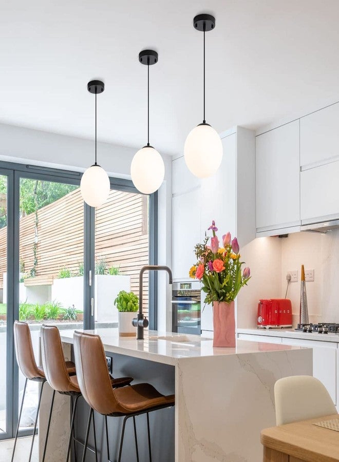 VRCT White Globe Hanging Light for Kitchen Island, White Frosted Pendant Lights for Dining Table (Single Ball 1 Pcs) - Image 4